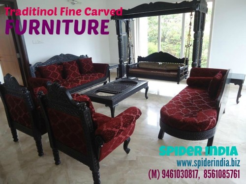 Teak Wood Rajasthani Fine carved Designer sofa set with Indoor Home Swing
