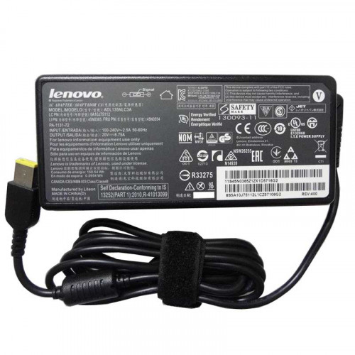 ADL135NLC3A Lenovo Charger/Adapter 135W
https://www.adapterone.com/adl135nlc3a-lenovo-chargeradapter-135w-p-59685.html

Product Info
Input:100-240V / 50-60Hz
Voltage-Electric current-Output Power: 20V-6.75A-135W
Plug Type: Yellow square With 1-Pin
Color: Black
Condition: New,Genuine
Warranty: Full 12 Months Warranty and 30 Days Money Back
Package included:
1 x Lenovo Charger
1 x US-PLUG Cable
Kompatibles Modell
45N0361 Lenovo, 45N0554 Lenovo, 35044607 Lenovo, 45N0364 Lenovo, 35043700 Lenovo, 45N0501 Lenovo, 36200609 Lenovo, 45N0550 Lenovo, 36200318 Lenovo, 36200314 Lenovo, 45N0362 Lenovo, 36200605 Lenovo, 45N0485 Lenovo, 45N0365 Lenovo, 4X20E50563 Lenovo, 45N0552 Lenovo, 4X20E50564 Lenovo, 45N0556 Lenovo, 4X20E50559 Lenovo, 4X20E50560 Lenovo, 4X20E50572 Lenovo, 4X20E50567 Lenovo, 4X20E50568 Lenovo, 4X20E50561 Lenovo, 4X20E50570 Lenovo, 4X20E50558 Lenovo, 4X20E50571 Lenovo, 4X20E50573 Lenovo, 4X20E50565 Lenovo, 4X20E50566 Lenovo, 4X20E50562 Lenovo, 4X20E50569 Lenovo, ADL135NLC3A Lenovo, ADL135NDC3A Lenovo, PA-1131-72 Lenovo, SA10M42761 Lenovo, 5A10J75112 Lenovo,