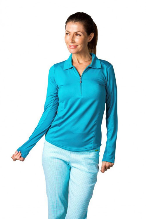 900403 SolTec Zip Polo SanSoleil Teal 2