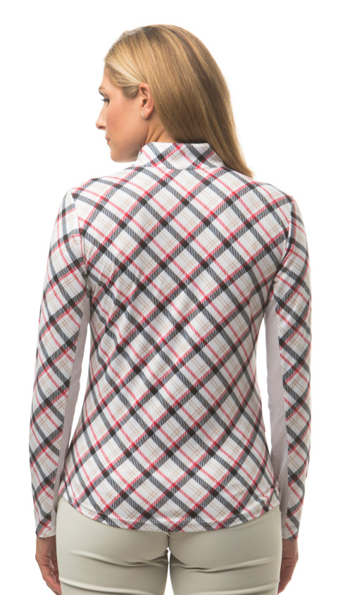 900463 SanSoleil SolCool Zip Mock. Avery Plaid Black (5)