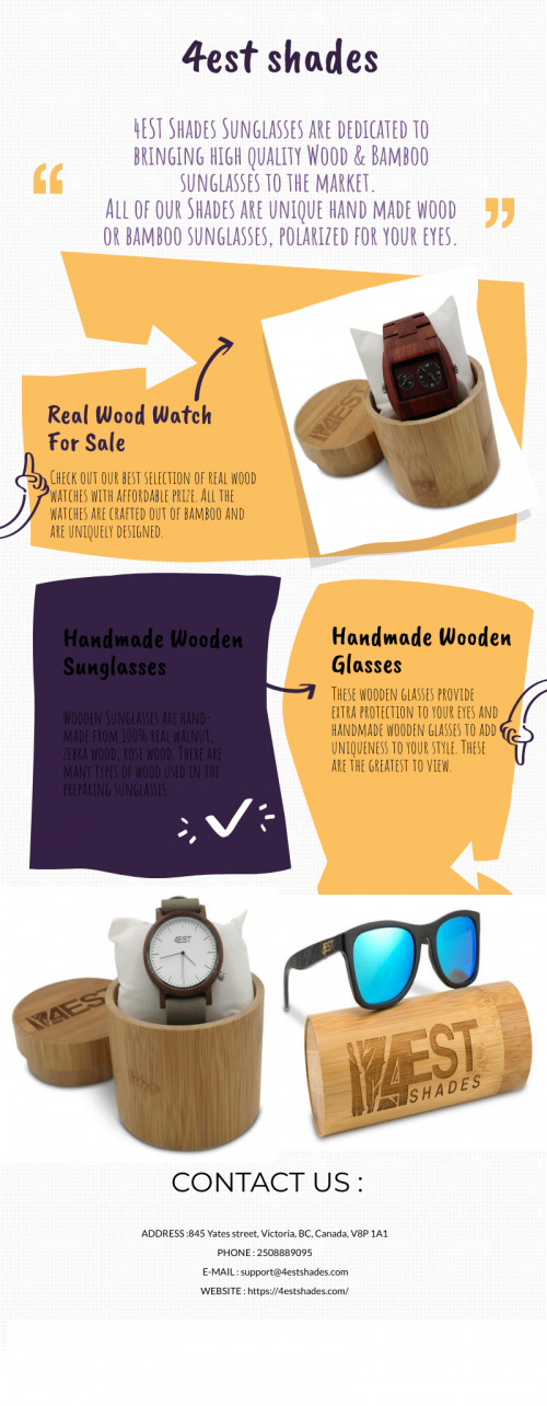 Wooden Sunglasses are hand-made from 100% real walnut, zebra wood, rose wood. There are many types of wood used in the preparing sunglasses. https://4estshades.com/