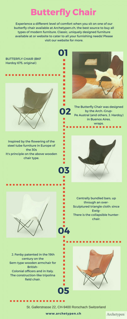 Experience a different level of comfort when you sit on one of our butterfly chair available at Archetypen.ch, the best source to buy all types of modern furniture. Classic, uniquely designed furniture available at our website to cater to all your furnishing needs! Please visit our website for more.
http://www.archetypen.ch/bkf-butterfly-chair.html