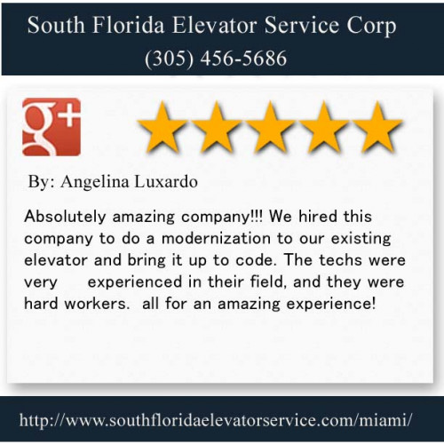 South Florida Elevator Service Corp.
6956 NW 51st ST
Miami FL 33166
(305) 456-5686

http://www.southfloridaelevatorservice.com/miami/