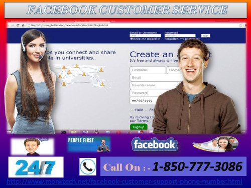 If you are facing the Facebook issues then you must make a call at 1-850-777-3086 where you need to make contact with our Facebook Customer Service team which can easily solve all your issues within a short time span. So, get your skates on and avail our services without paying anything. For more information:-  http://www.monktech.net/facebook-customer-support-phone-number.html