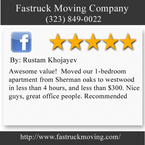 Fastruck Moving Company
11818 Riverside Dr Ste 118
Valley Village, CA 91607
(323) 849-0022
	
http://www.fastruckmoving.com/glendale-movers/