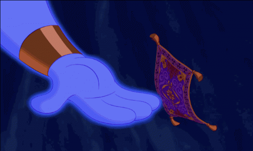 Genie carpet high five Aladdin