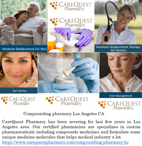 CareQuest Pharmacy has been severing for last few years in Los Angeles area. Our certified pharmacists are specializes in custom pharmaceuticals including compounds medicines and formulate some unique medicine molecules that helps medical industry a lot.
https://www.carequestpharmacy.com/compounding-pharmacy-la/