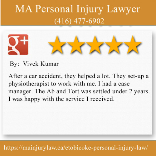 MA Personal Injury Lawyer
204-5468 Dundas St W
Etobicoke, ON M9B 1B4
(416) 477-6902

https://mainjurylaw.ca/etobicoke-personal-injury-law/