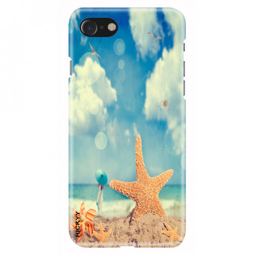 Beach scene with starfish and pinwheel - vintage tone effect and texture added