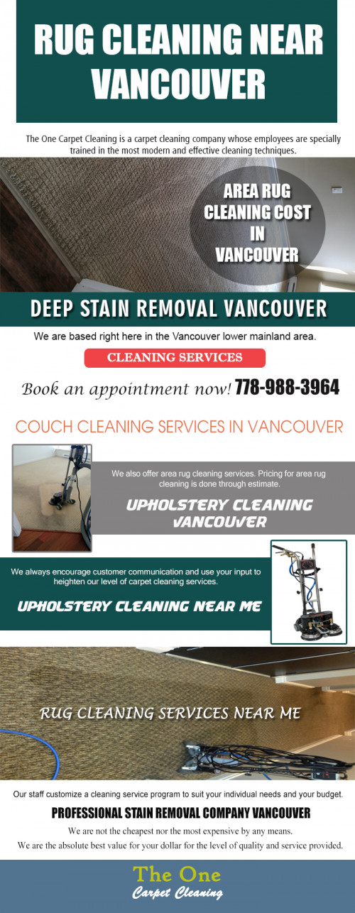 Our Website : http://theonecarpetcleaning.com/
Use a good quality long handled upholstery brush and creates suds and foam in your shampoo bucket. Use the suds and foam with the brush and work it into the couch upholstery. Professional cleaning services can do many things to help maintain your carpet. On top of vacuuming they offer Couch Cleaning Services In Vancouver and conditioning the carpet and rugs to keep them from needing replacement and filling with dirt and stains. For hardwood and tile flooring they offer not only a full sweep, but to scrub and buff to bring back the shine. Professional cleaning services even offer hardwood floors a special conditioner to keep the wood healthy and when called for can strip and refinish your entire wood flooring.
My Profile : https://gifyu.com/theoneclean
More Links : https://www.houzz.in/projects/2691077/vancouver-professional-couch-cleaning-prices
https://gifyu.com/image/Mz5I
https://gifyu.com/image/Mz5c