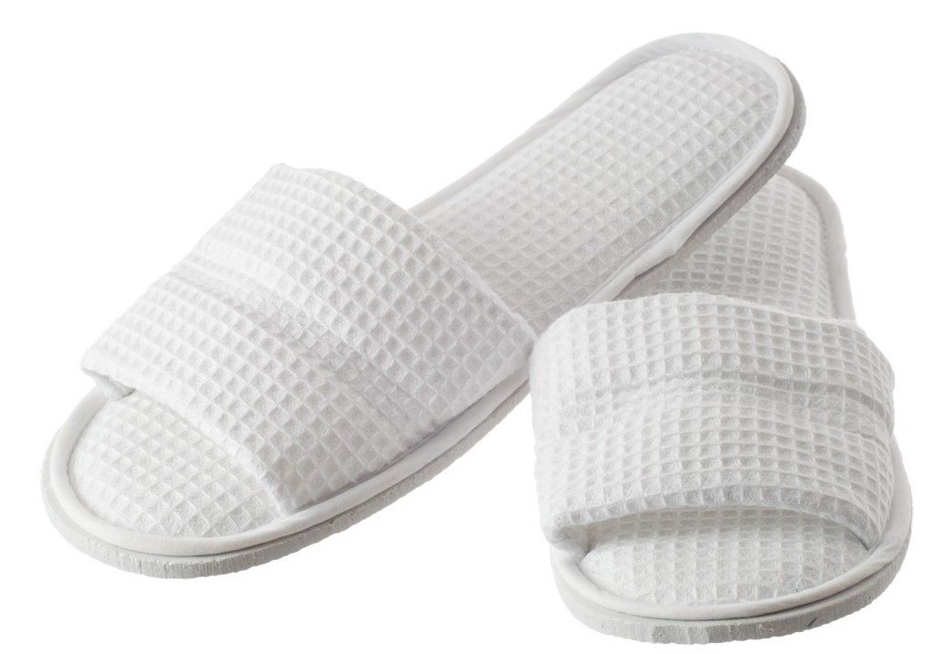 white waffle slippers