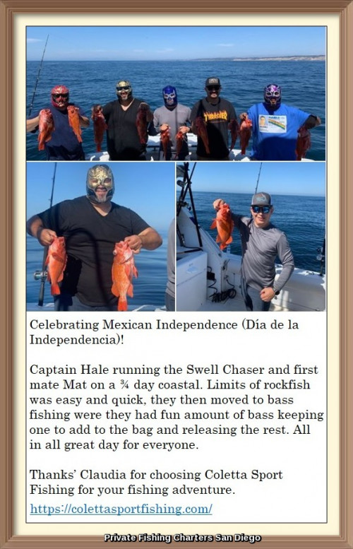 Let us take you to the one of the exotic & most inexhaustible fishing spots in San Diego Bay. In this San Diego Fishing spots you catch fish like Yellofin, Tuna, Bigeye Tuna, Marlin, Mahi Mahi and many more fish species. We at ColettaSportfishing charters experience you the best deep sea fishing with a great safety. Book your charter today & enjoy the trip.
https://colettasportfishing.com/