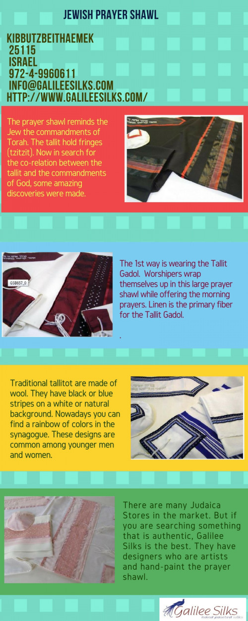 Jewish Prayer Shawls has very distinctive features that brings forth the spiritual essence of the Jews and relates with the 613 commandments of Torah. For more details, visit our website: http://galileesilkstalit.blogspot.in/2017/07/everything-you-will-love-to-know-about.html