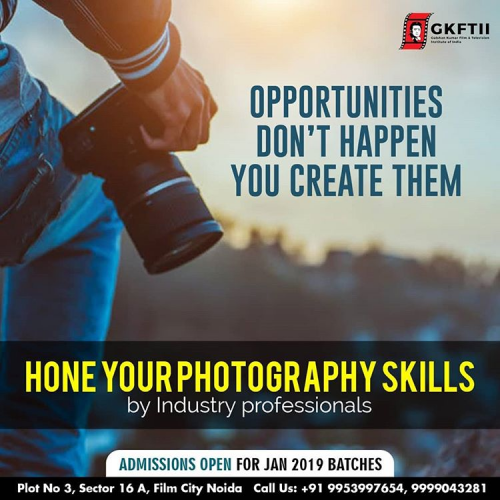 GKFTII (Gulshan Kumar Film and television institute in India) brings short term 3 month certification course in photography. If you want to make a career in photography then you must go for this photography course. In this course, you learn the art of photography like digital technology, photography optics, lenses, and various categories of photoshoot. To know more about short term photography course, free, structure, contact our consuler.
Phono No. +91 9953997287 || +91 9999043281
Email: info@gkftii.com

For More Information visit us: https://www.gkftii.com/programs