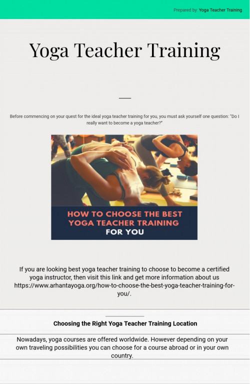 If you want to become a yoga teacher and you want best and experienced yoga teacher training, then you are at the right place. For more information visit https://www.arhantayoga.org/how-to-choose-the-best-yoga-teacher-training-for-you/